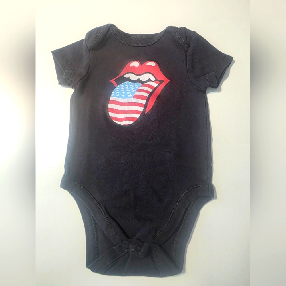 Black Kids Bodysuit with Patriotic Tongue Graphic SEE SIZES